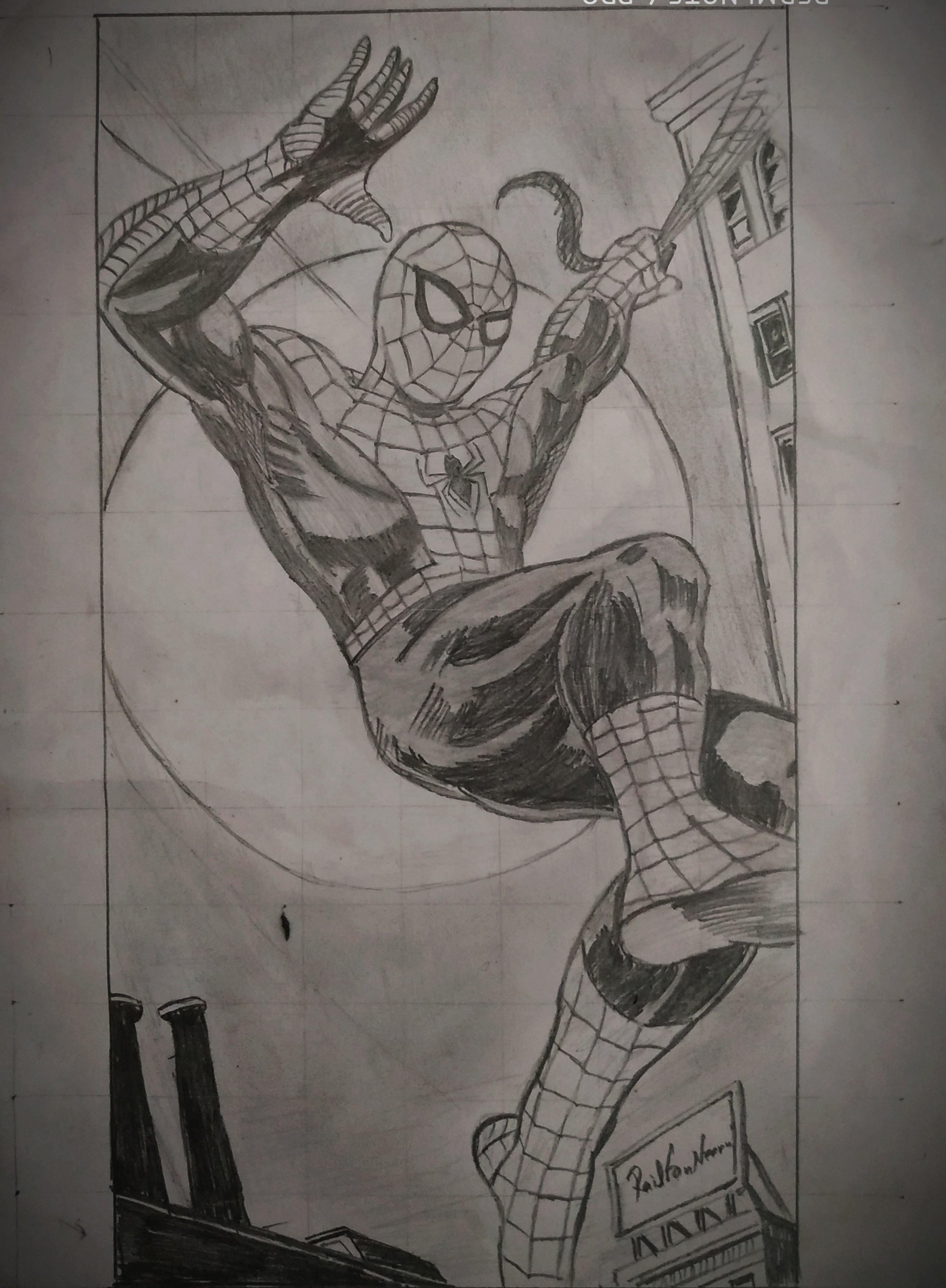 Spider Man Drawing, Pencil, Sketch, Colorful, Realistic Art Image