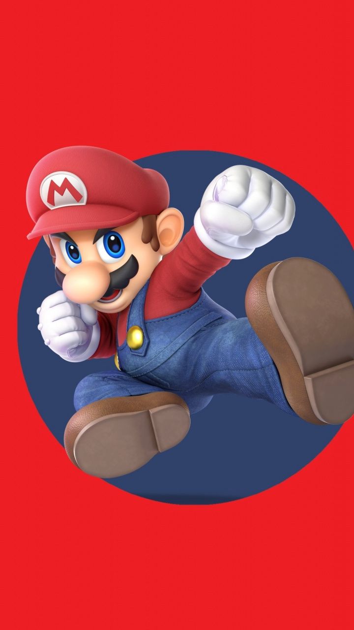 Super Mario, video game, Super Smash Bros. Ultimate, minimal, 720x1280 wallpaper. Mario, Super mario art, Smash bros