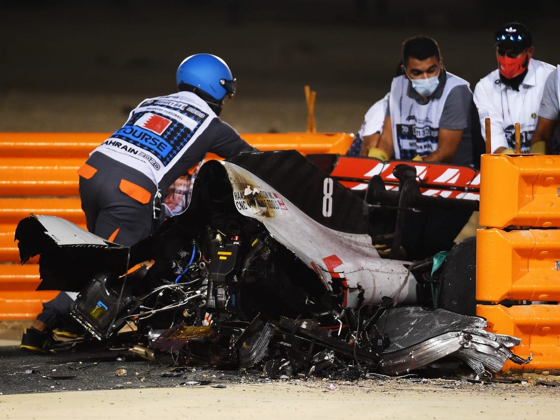 PHOTOS: Romain Grosjean Horror Crash and Aftermath