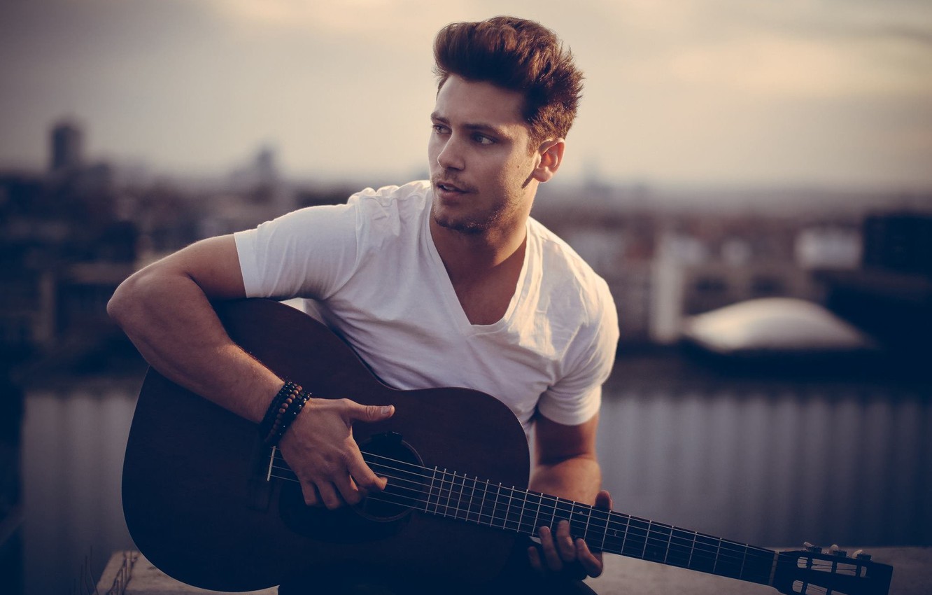 Wallpaper Brunette, Guitar, Wallpaper, Photo, Male, Man, Portrait, Singer, People, Multi Monitors, Bastian Baker Image For Desktop, Section мужчины