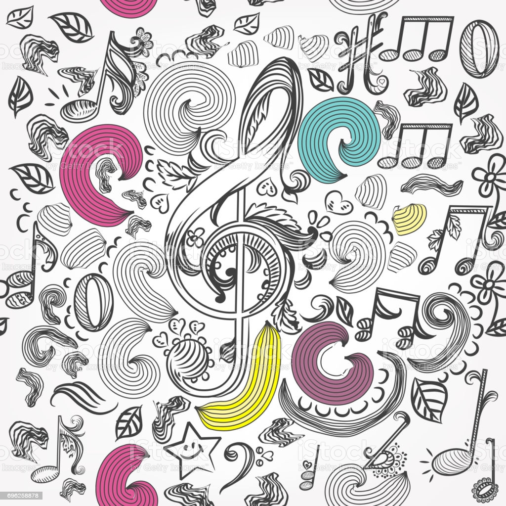 Vector Seamless Wallpaper Pattern With Doodle Music Elements Stock Illustration Image Now