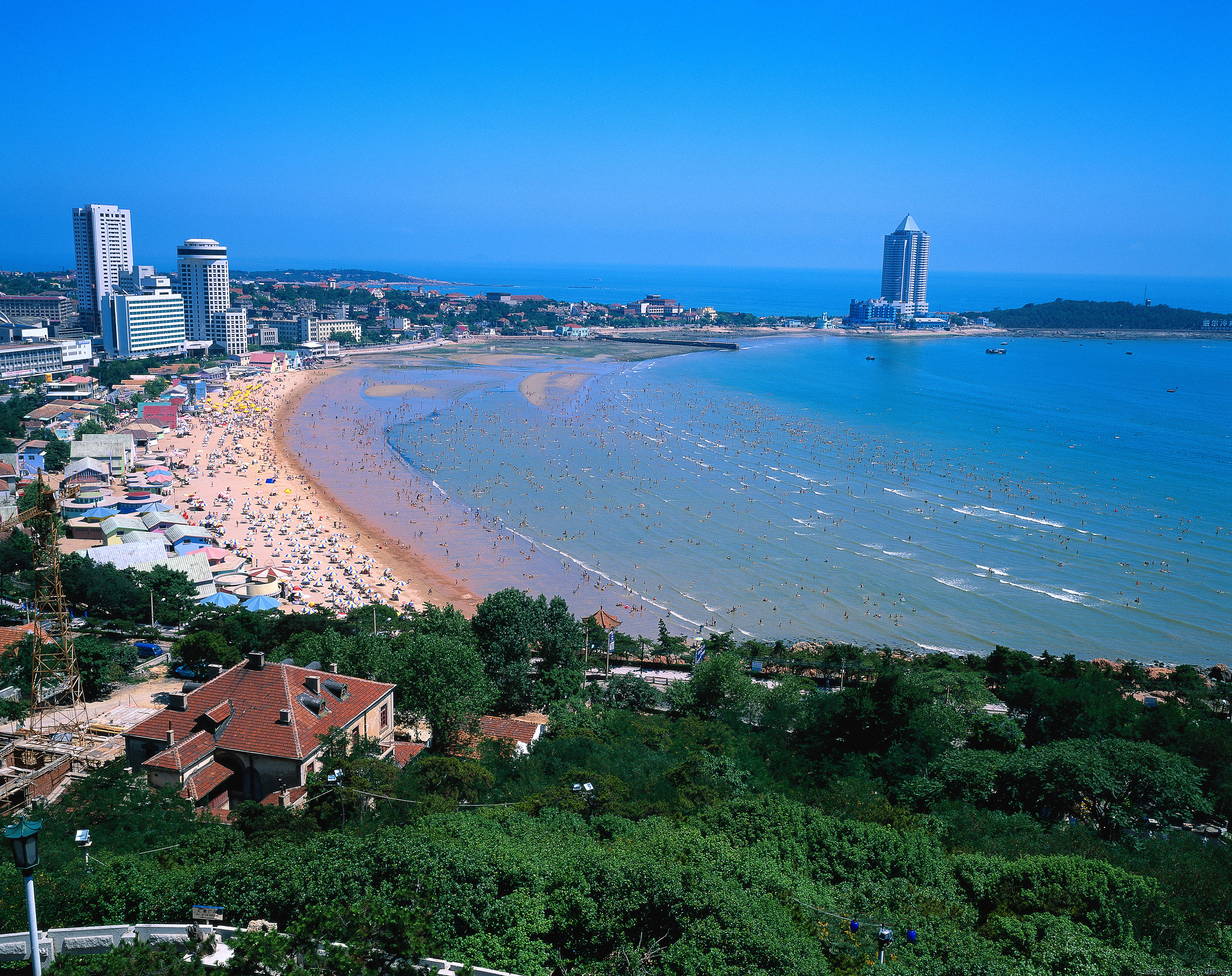 Beautiful beach of Qingdao. Large picture of cities and countries for ios. Qingdao, China