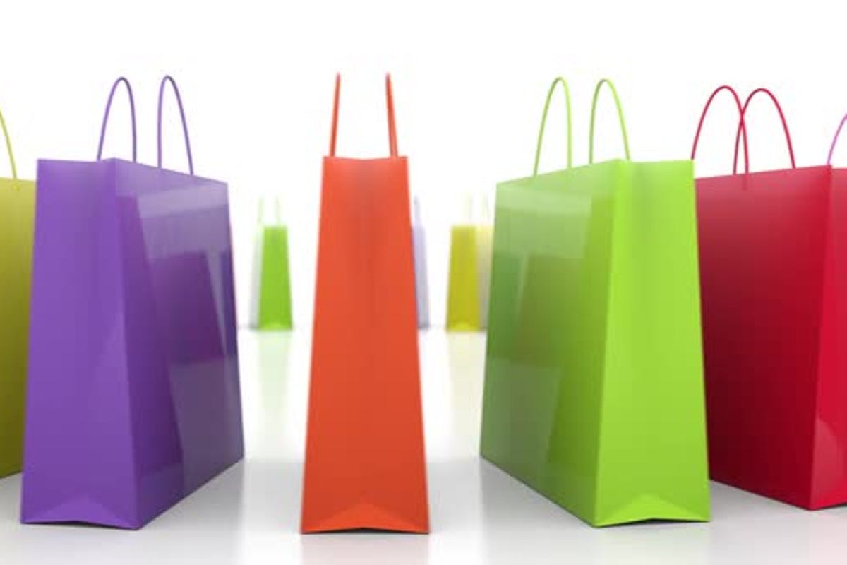 Multicolored consumer shopping bags rotating isolated on the white background by legan80 on Envato Elements