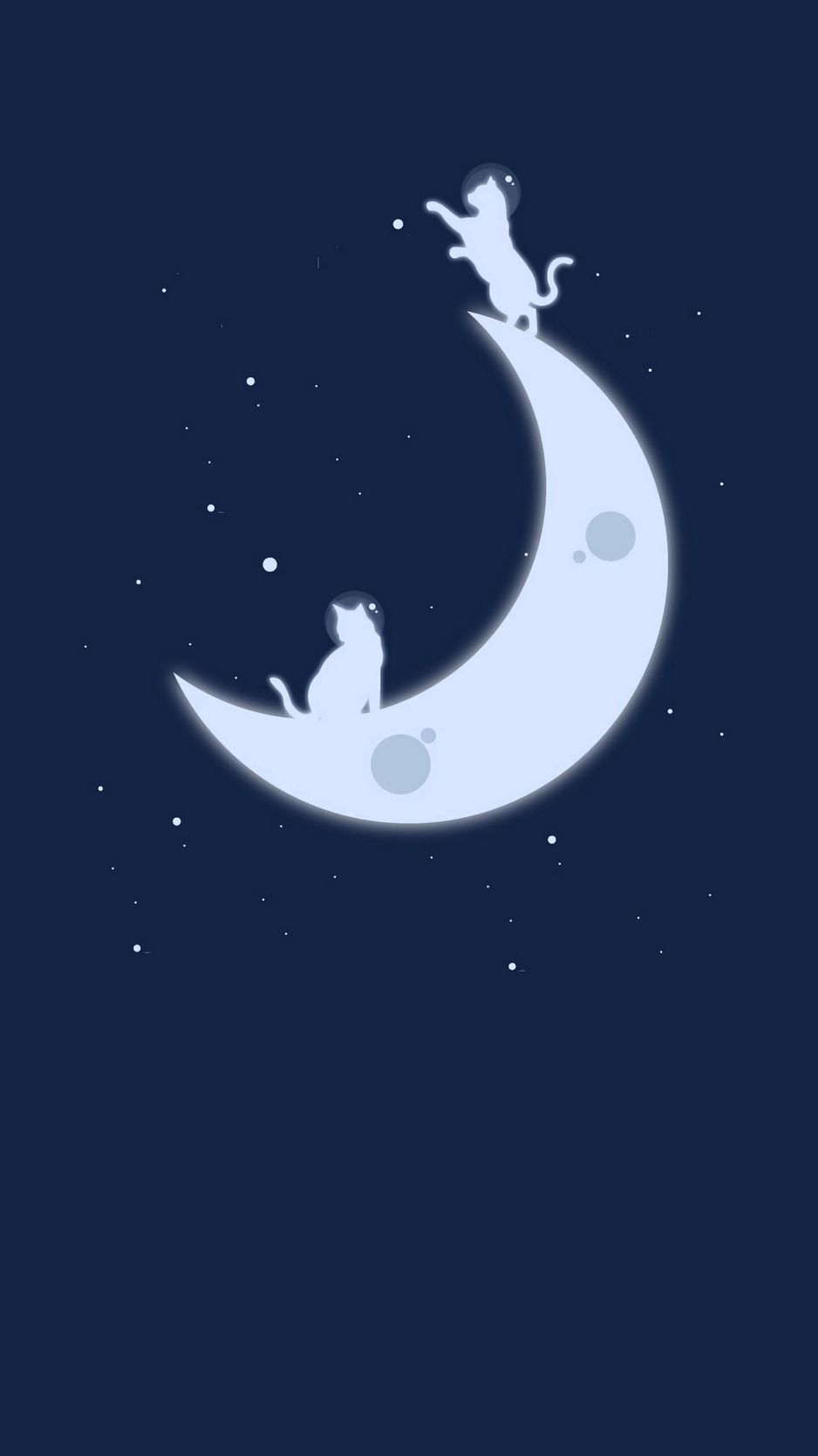 Download Wallpaper 938x1668 Moon, Cats, Stars, Art, Minimalism Iphone 8 7 6s 6 For Parallax HD Background