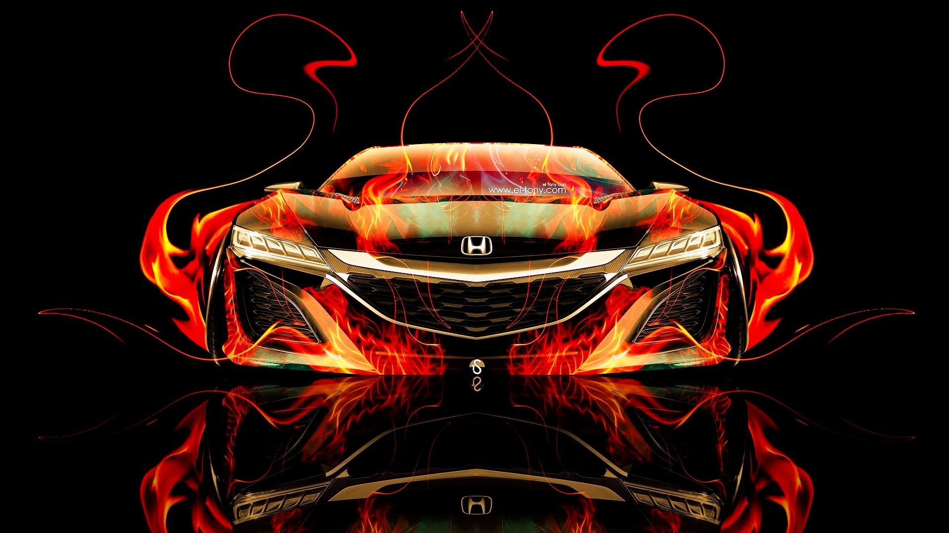 Design Talent Showcase Tony.com Brings Sensual Elements Fire And Water To YOUR Car Wallpaper