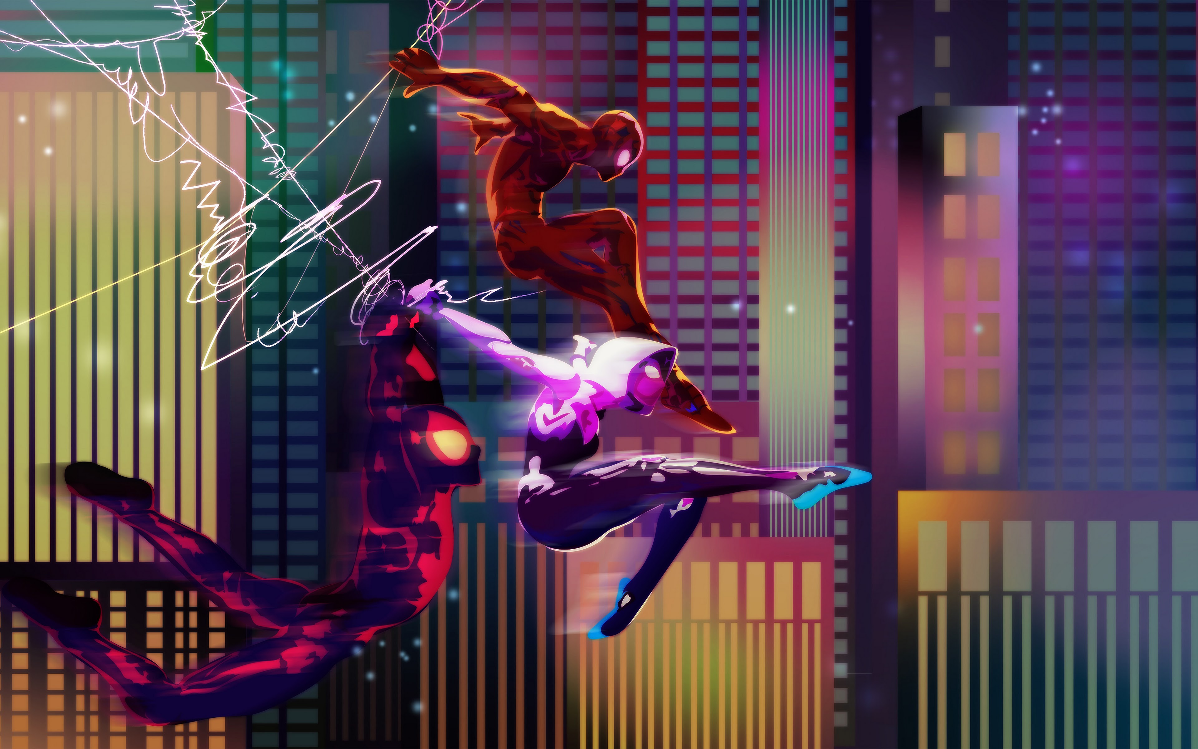 Spider Gwen Miles Morales Peter Parker Spider Man: Into The Spider Verse 4K Wallpaper