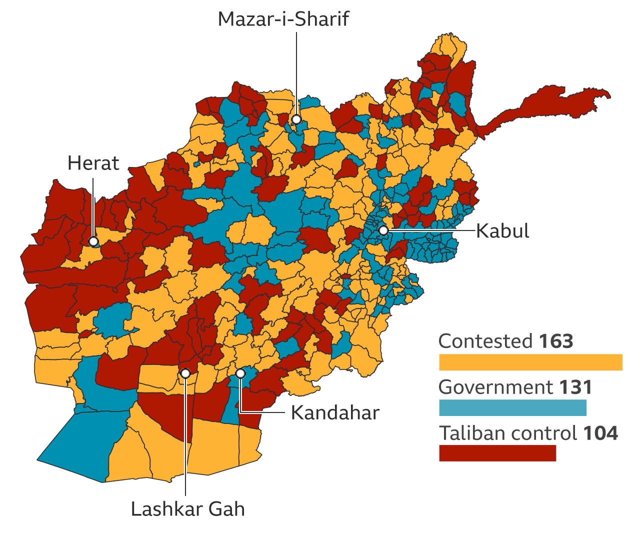 Mapping the advance of the Taliban in Afghanistan