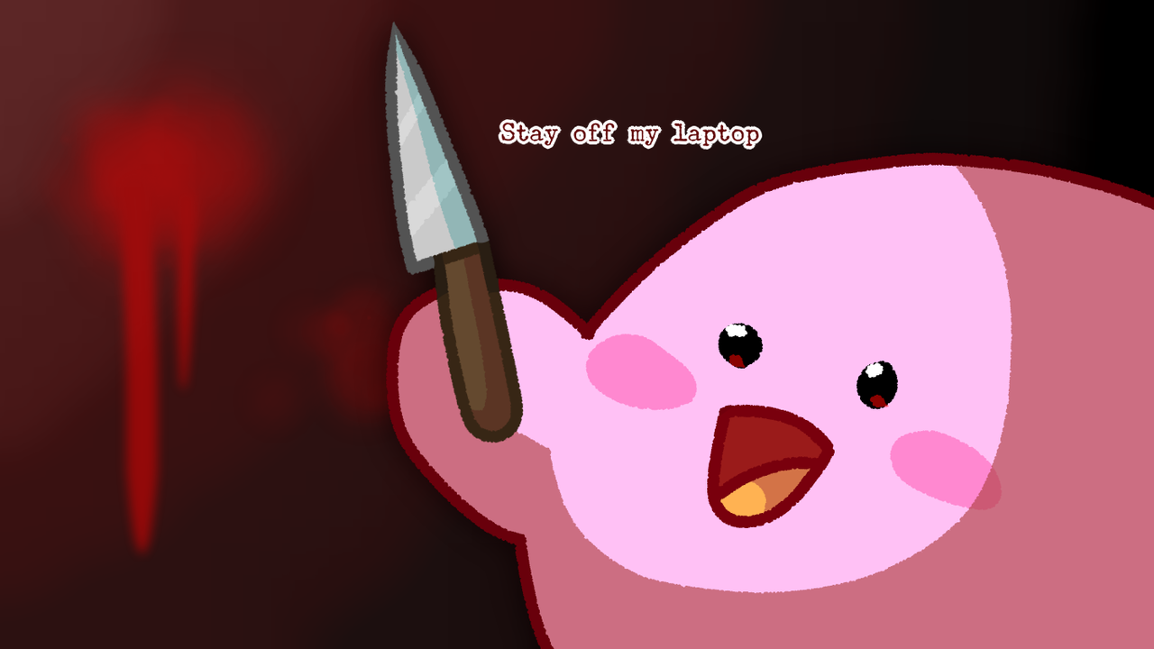 Stay Off My Laptop Cartoon Animated Cartoon Illustration With A Knife