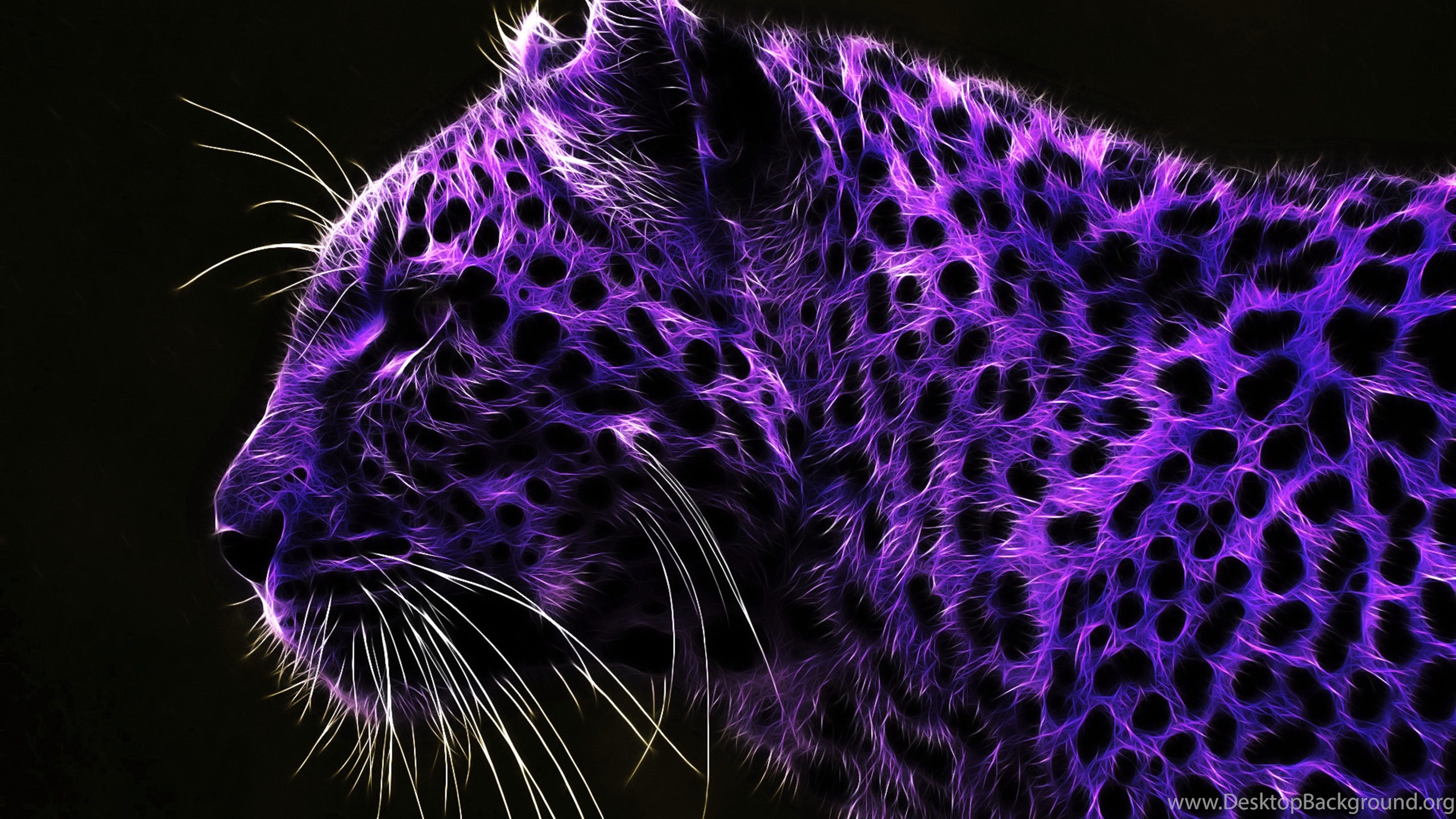 Purple Tiger With Black Dots Artistic Wallpaper Desktop Background