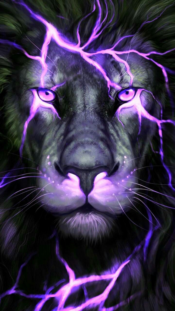 Purple Lightning. Lion artwork, Lion art, Lion image