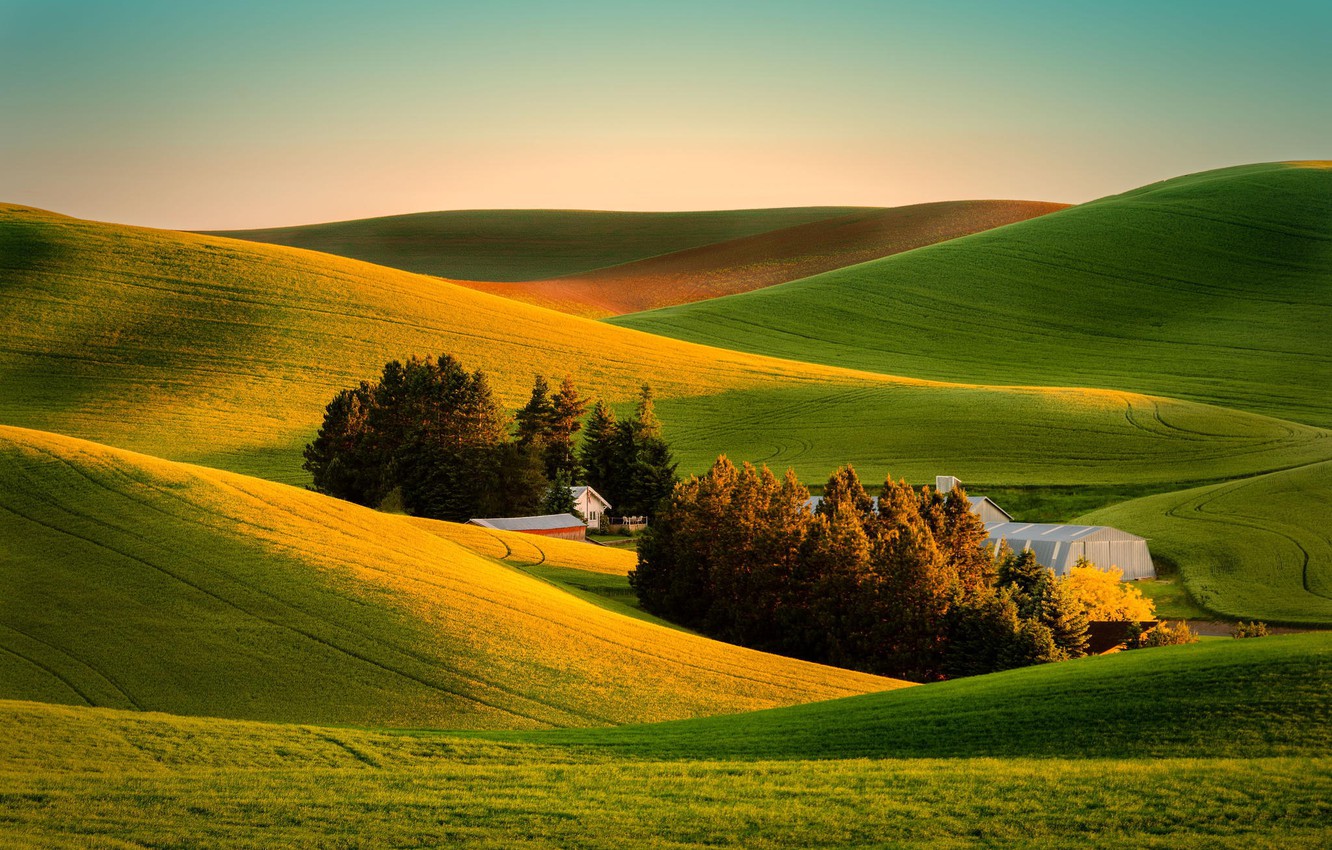 Wallpaper field, nature, house, view, farm image for desktop, section природа