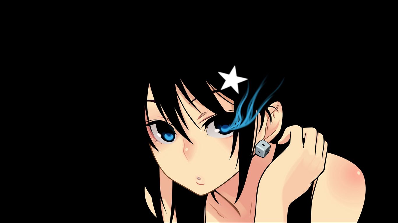 Download wallpaper 1366x768 anime, girl, brunette, dark, shining, eyes tablet, laptop HD background