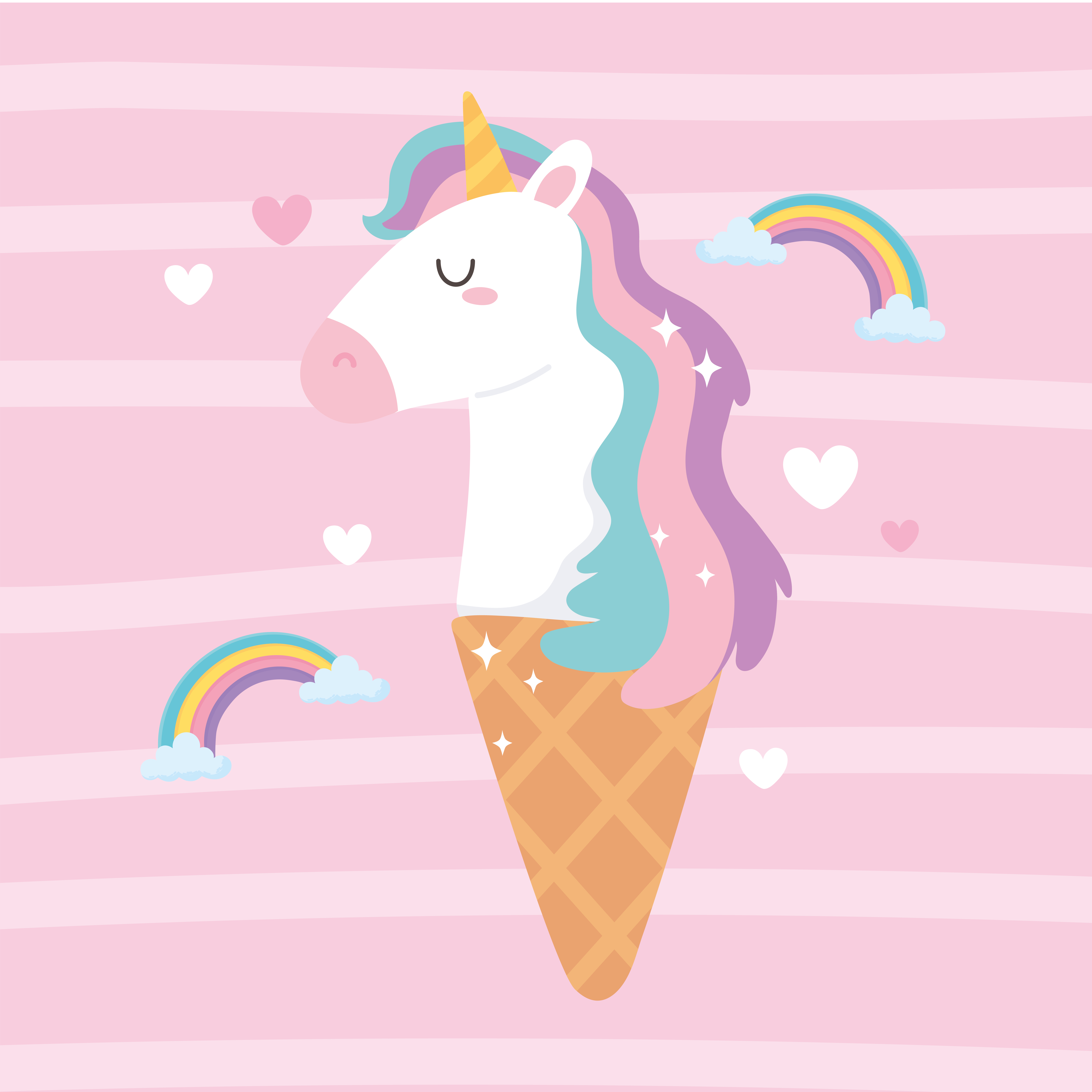 Cute cartoon magical unicorn as an ice cream