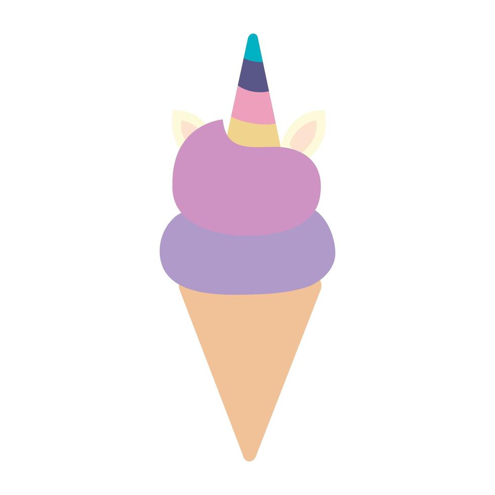 cute unicorn ice cream isolated icon