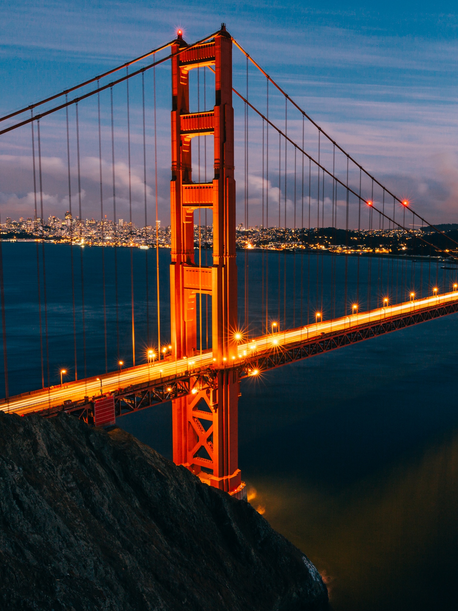 Golden Gate Bridge Wallpaper 4K, San Francisco, Evening, Lights, California, World