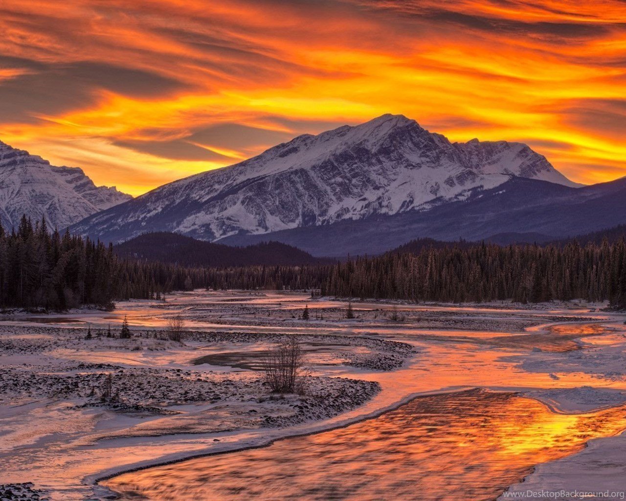 Winter Mountain Sunset Wallpaper. Desktop Background