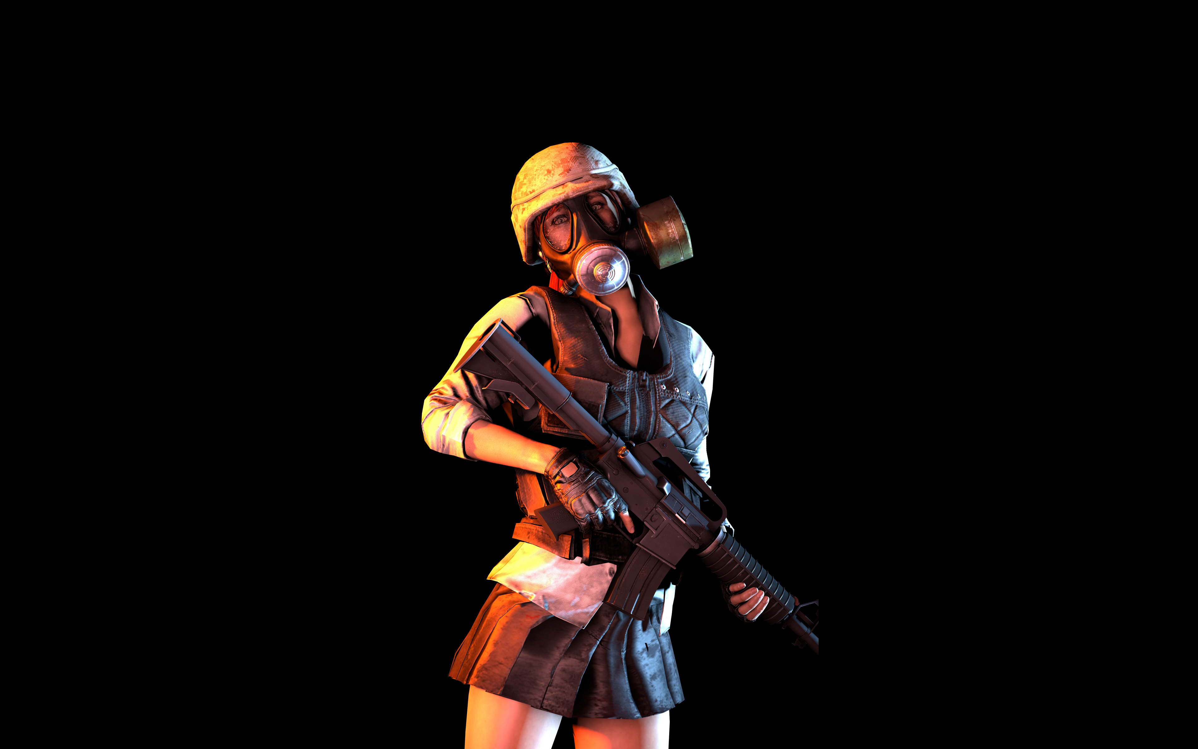 Download maks girl with gun, video game, PUBG wallpaper, 3840x2400, 4K Ultra HD 16:10, Widescreen