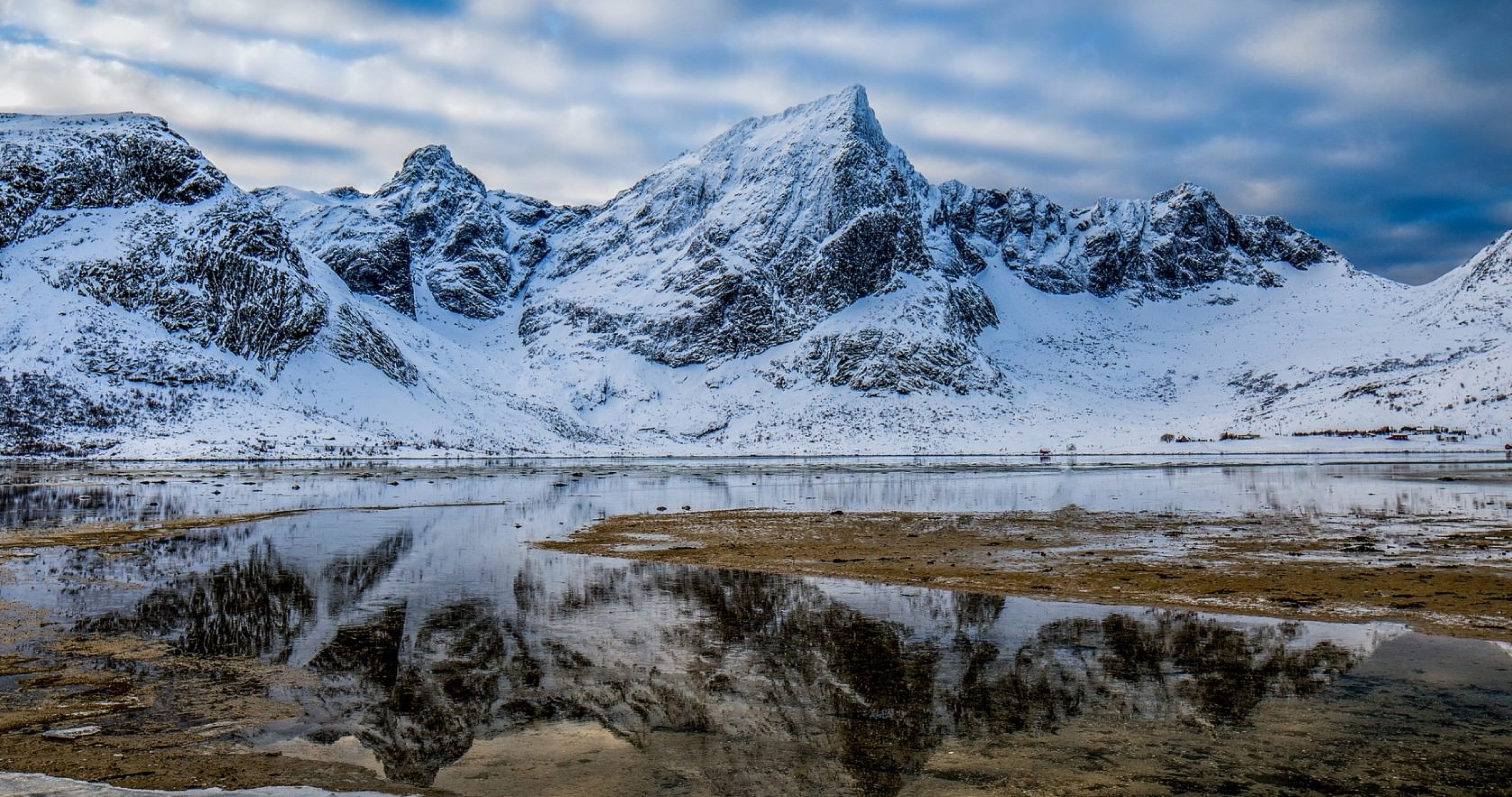 winter mountains reflection wallpaper 4k ultra HD wallpaper High quality walls