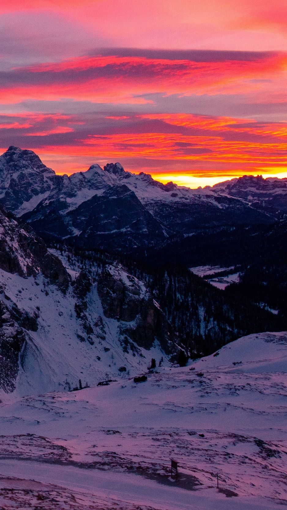 Snowy Mountain Sunset Wallpaper, HD Snowy Mountain Sunset Background on WallpaperBat