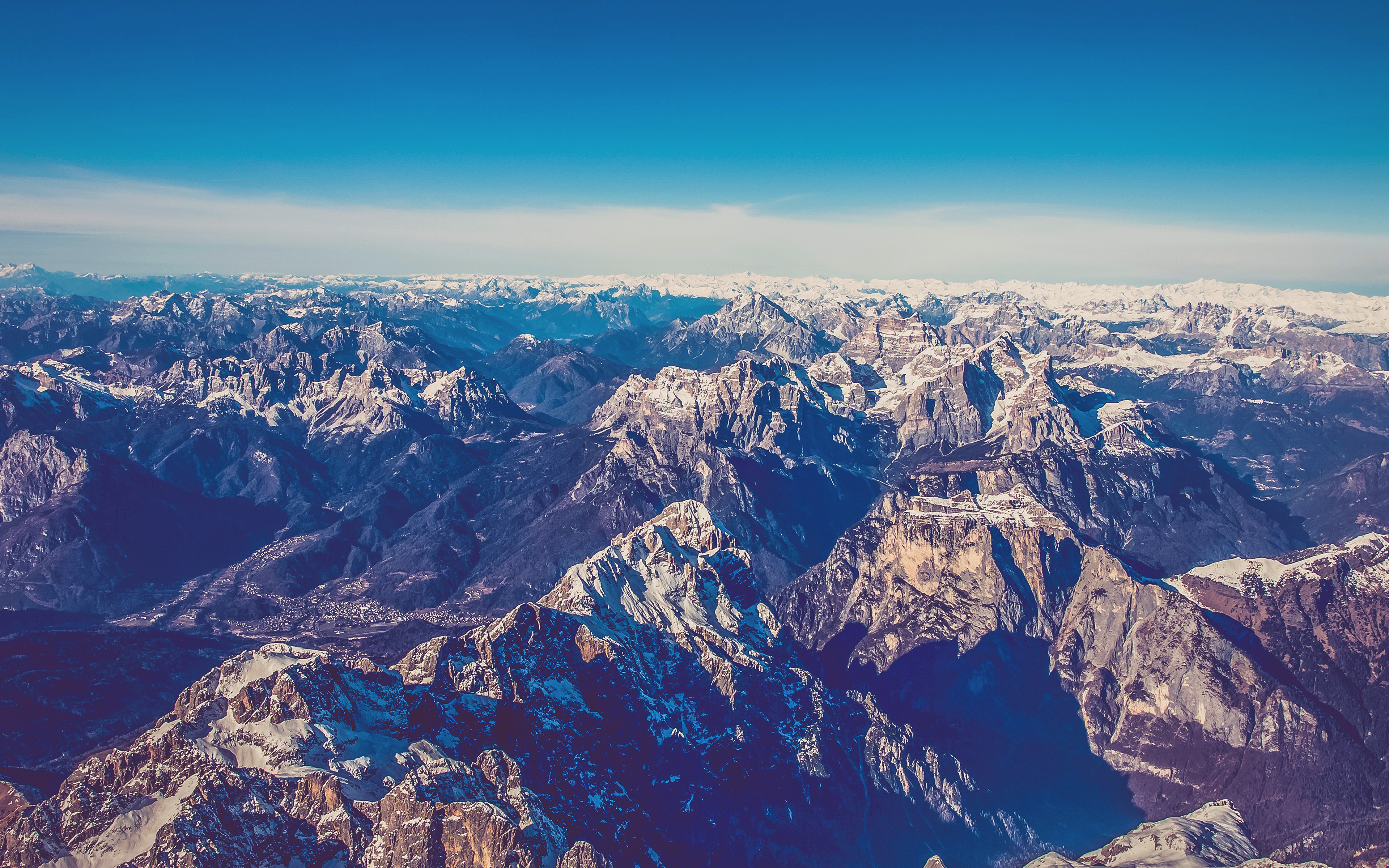 Winter Mountain Cold Sky Blue Nature Rock Fly Wallpaper