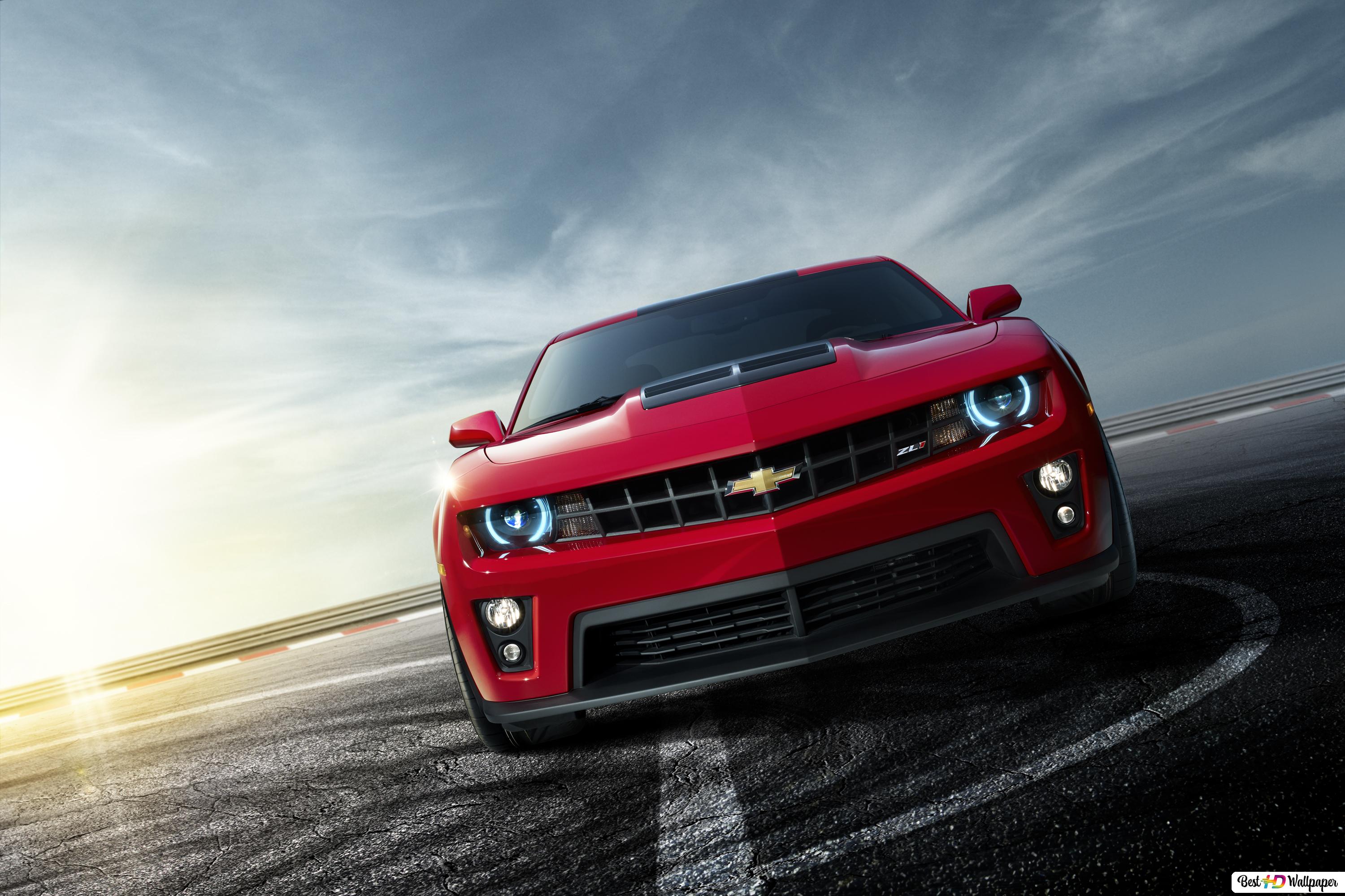 Red Chevrolet Camaro ZL1 sport car HD wallpaper download