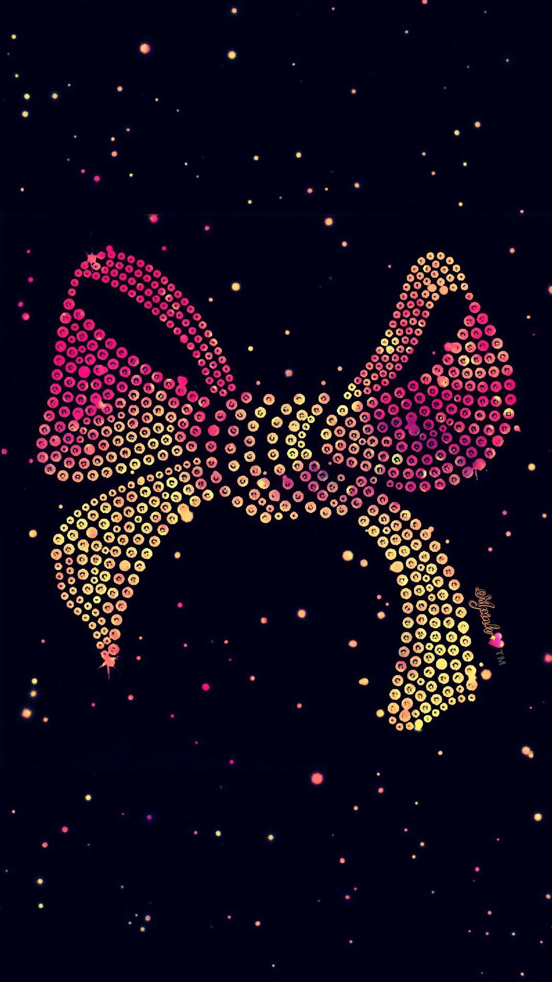 Bling Pink Bow Galaxy Wallpaper Gold Minnie Mouse