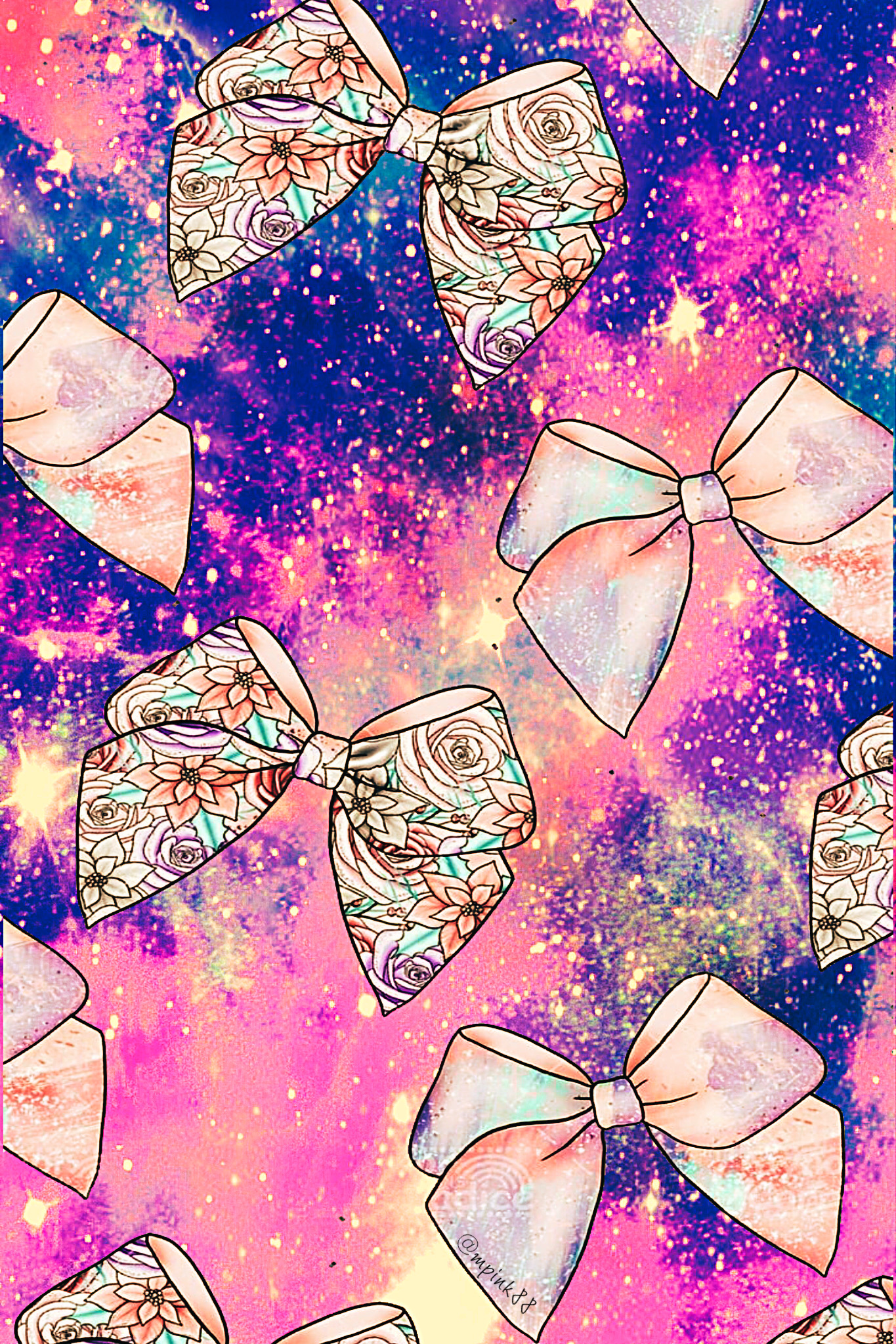 freetoedit glitter sparkle galaxy bows image