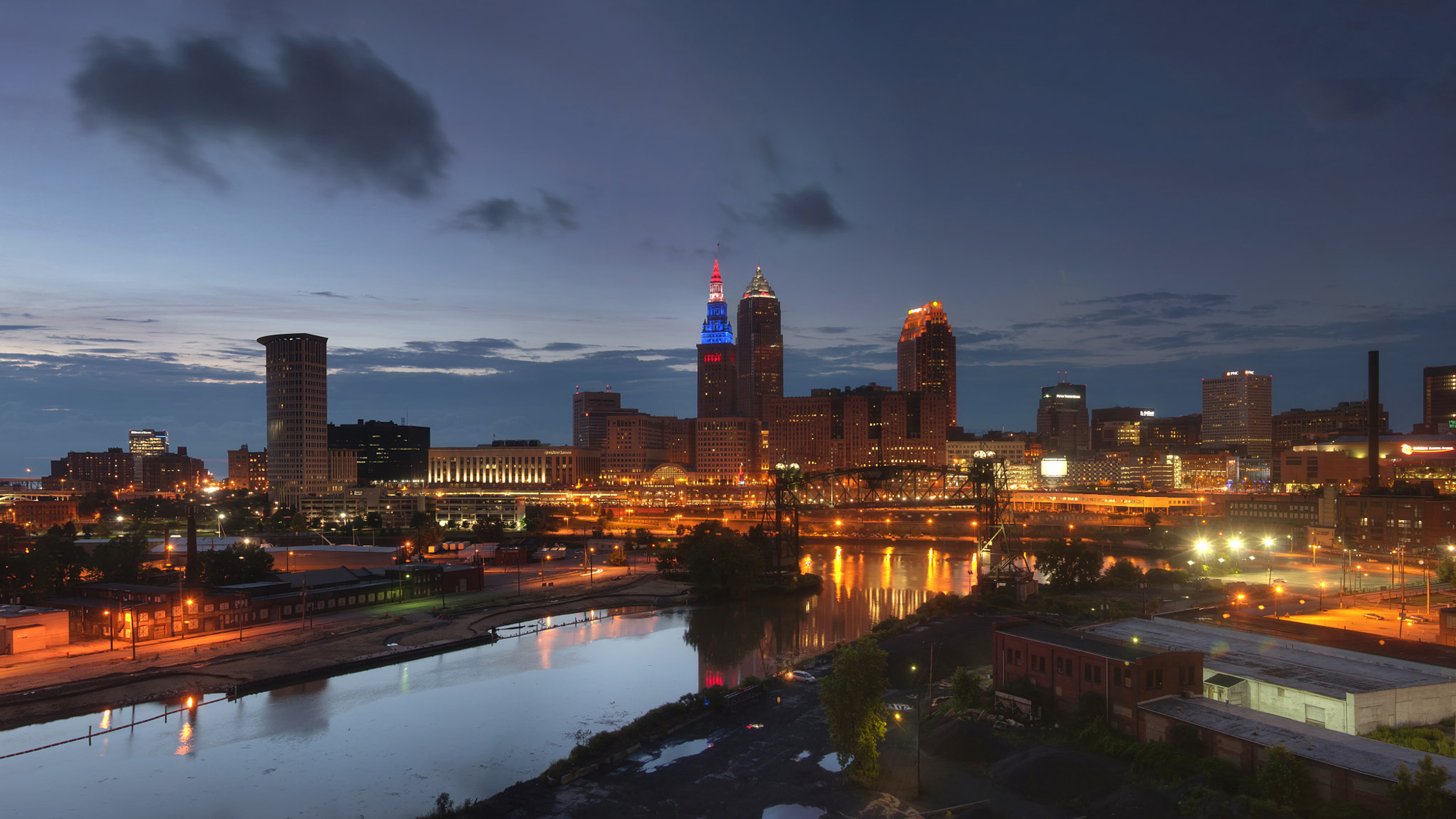 This Is Cleveland City Of Rock Ohio United States Of America Panorama In The Evening HD Desktop Wallpaper For Tablets And Mobile Phones 3840x2160, Wallpaper13.com