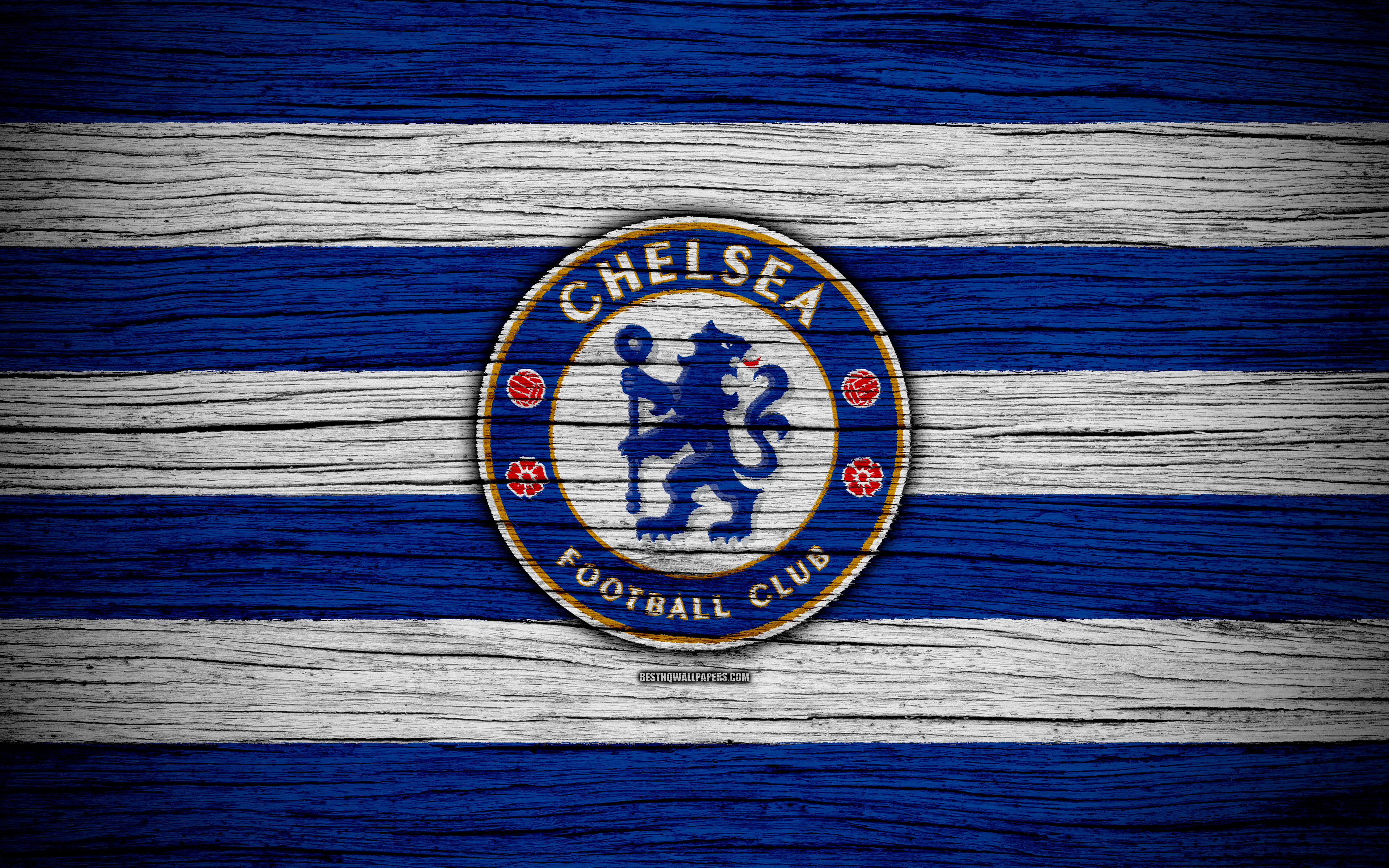 Download wallpaper Chelsea, 4k, Premier League, logo, England, wooden texture, FC Chelsea, soccer, football, Chelsea FC for desktop with resolution 3840x2400. High Quality HD picture wallpaper