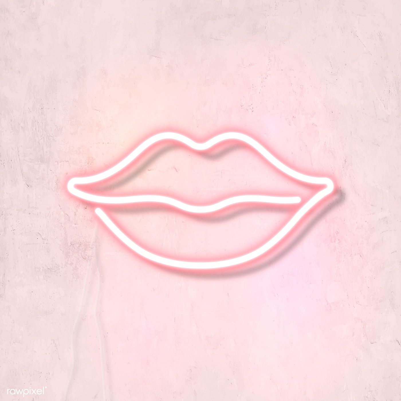 Pink neon light kiss sign vector. premium image / Aew. Pink neon lights, Neon pink, Neon lips