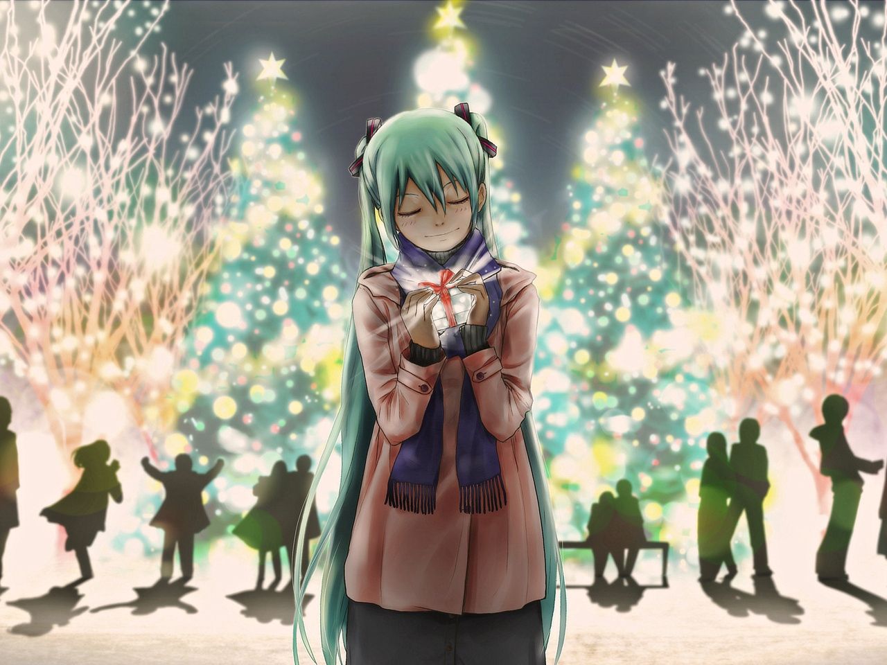 Wallpaper new year vocaloid gift anime miku holiday 4K of Wallpaper for Andriod