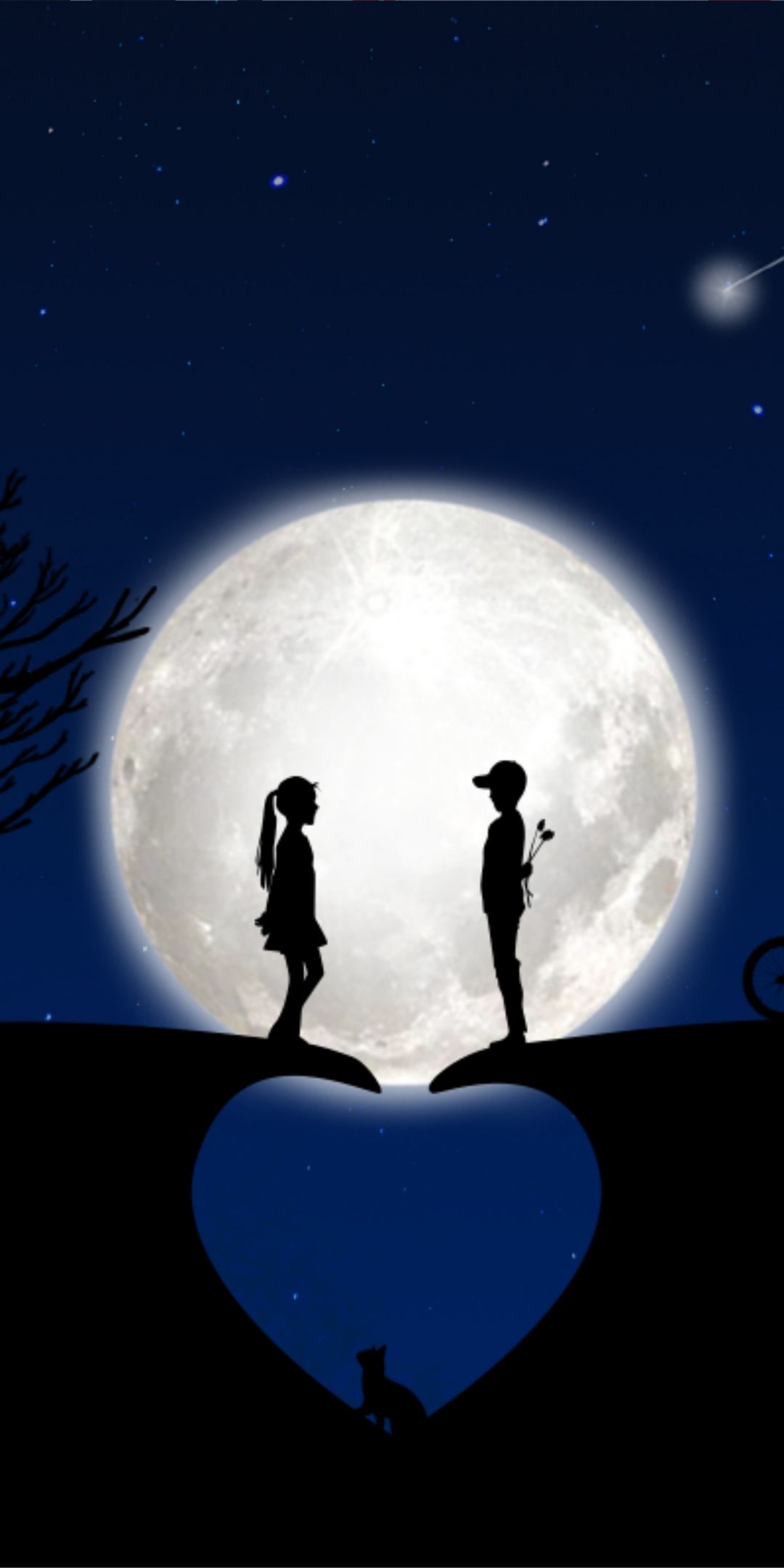 Love Couples Moon Wallpaper