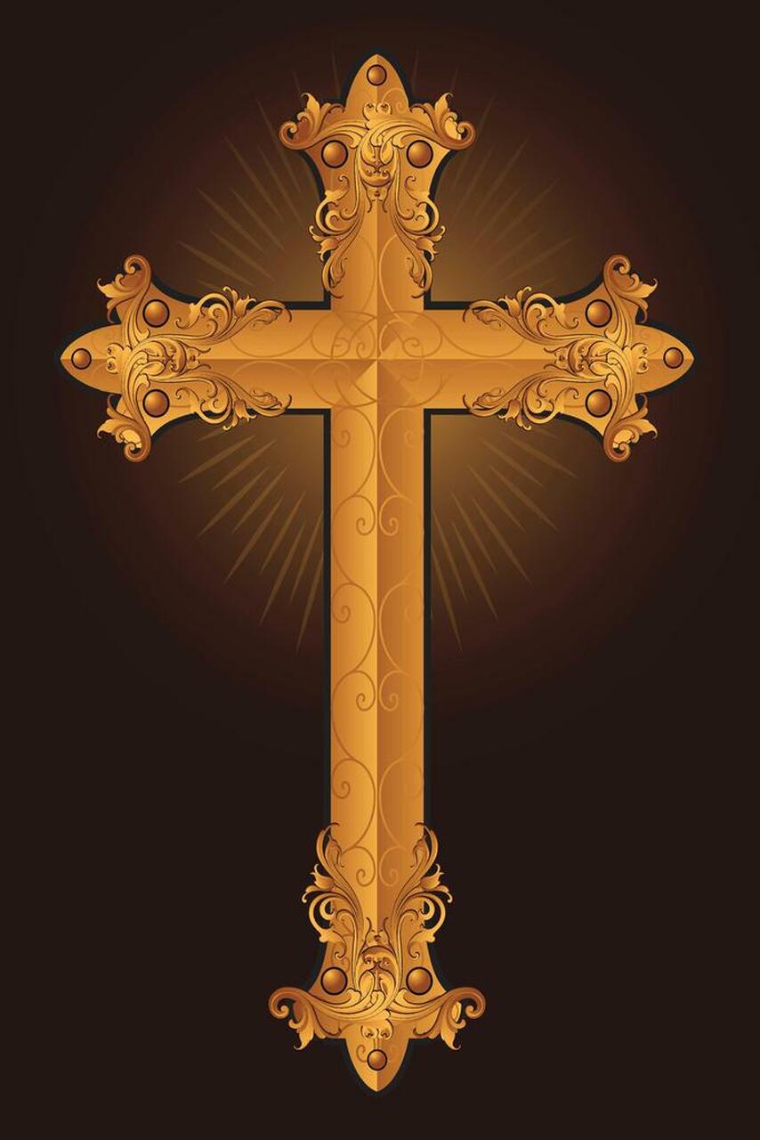 Carved Gold Cross Cool Wall Decor Art Print Poster 24x36