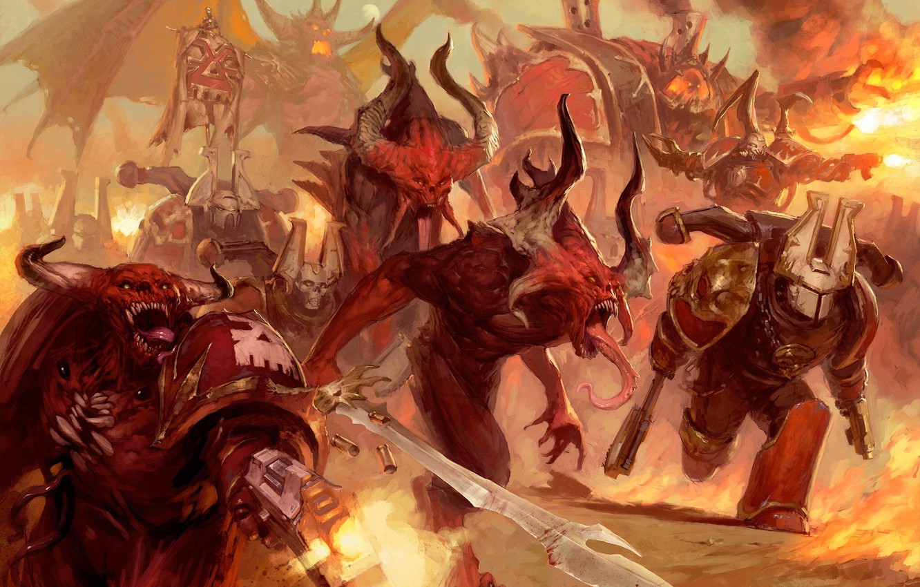 Wallpaper Chaos, Warhammer Chaos, Warhammer 40K, Khorne Berserker, Khorne Demons image for desktop, section фантастика