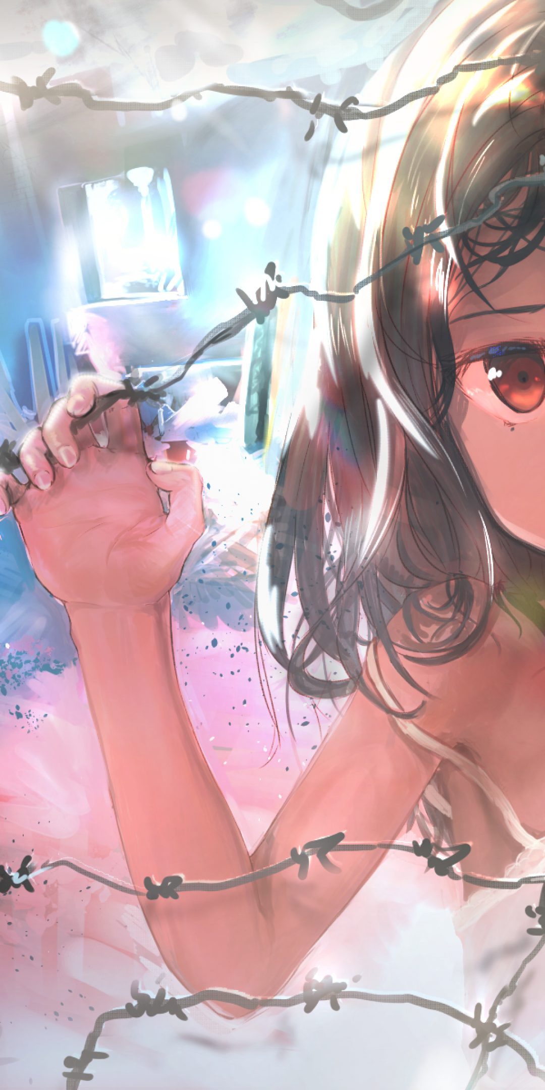 Anime Girl, Fence, Sad Face, Poor Wallpaper Depressed Anime Girl