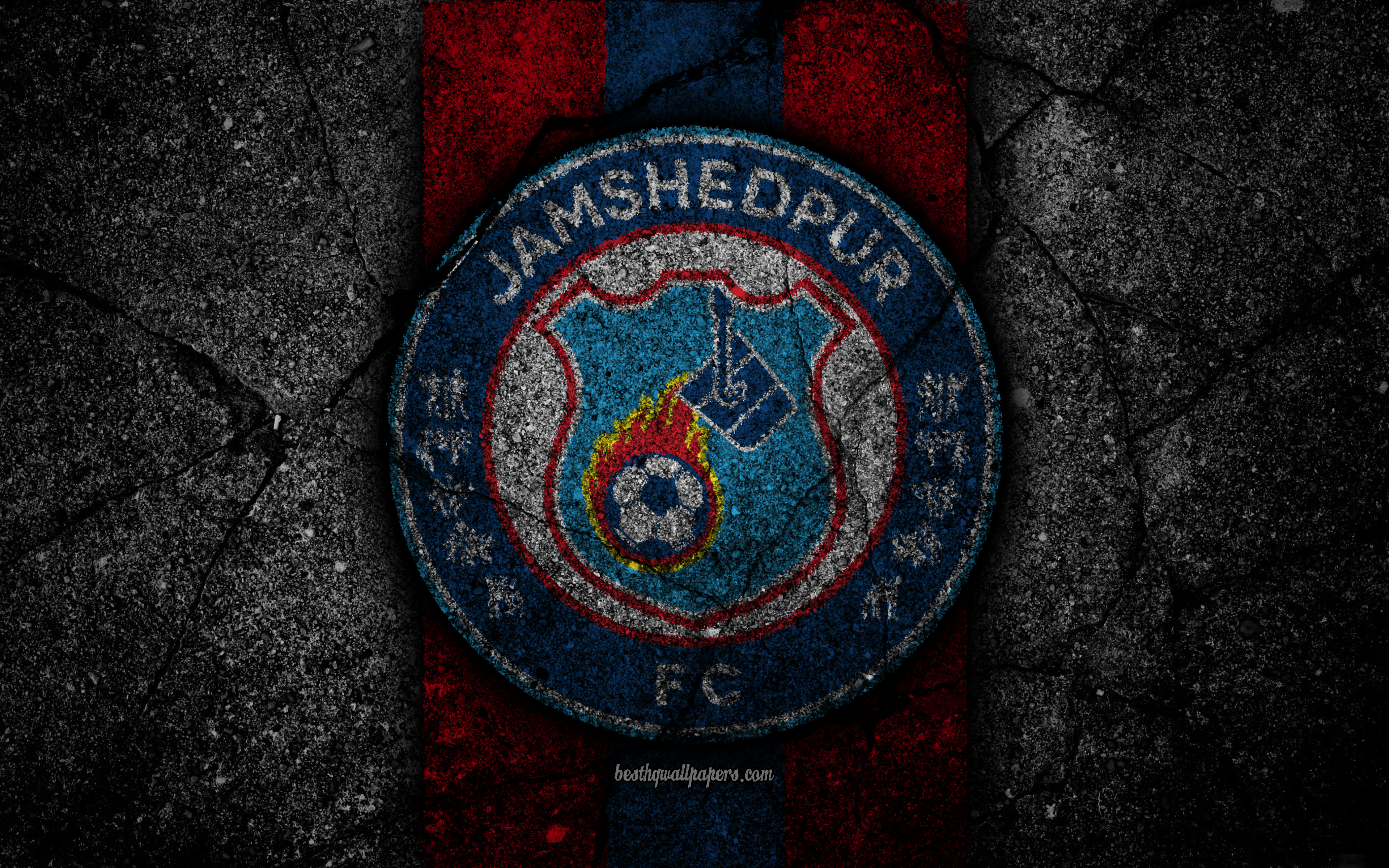 Download wallpaper FC Jamshedpur, 4k, ISL, logo, Indian Super League, black stone, India, football club, Jamshedpur, soccer, asphalt texture, Jamshedpur FC for desktop with resolution 3840x2400. High Quality HD picture wallpaper