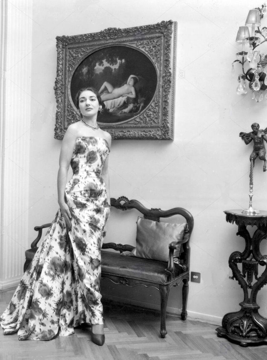 MARIA at home, Milan, May 1957. Maria callas, Mermaid formal dress, Formal dresses