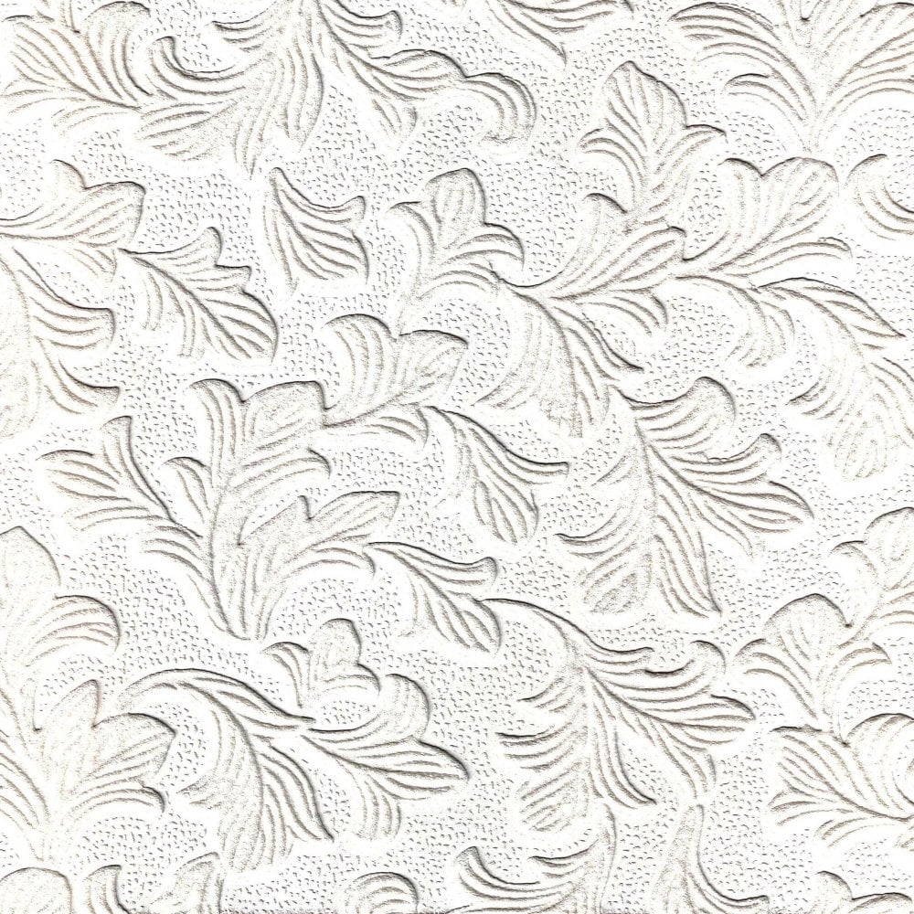 Fine Decor Supatex Acanthus Pure White Textured Paintable Wallpaper (FD30913) from I Love Wallpaper UK