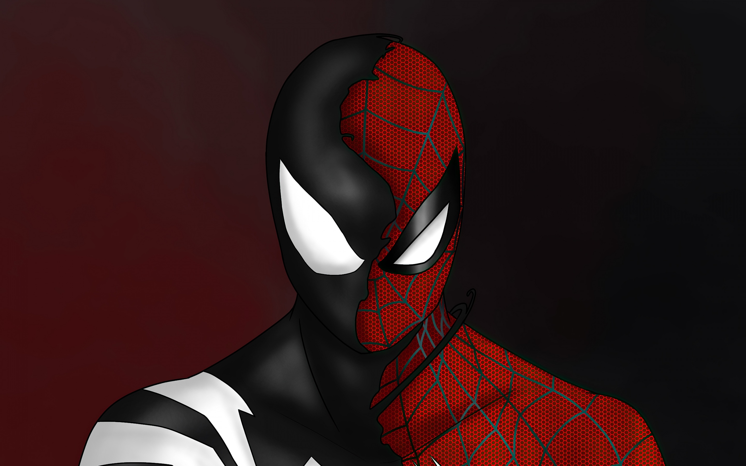 Wallpaper 4k Spider Man Custom Symbiote Red Suit Split 4k Wallpaper
