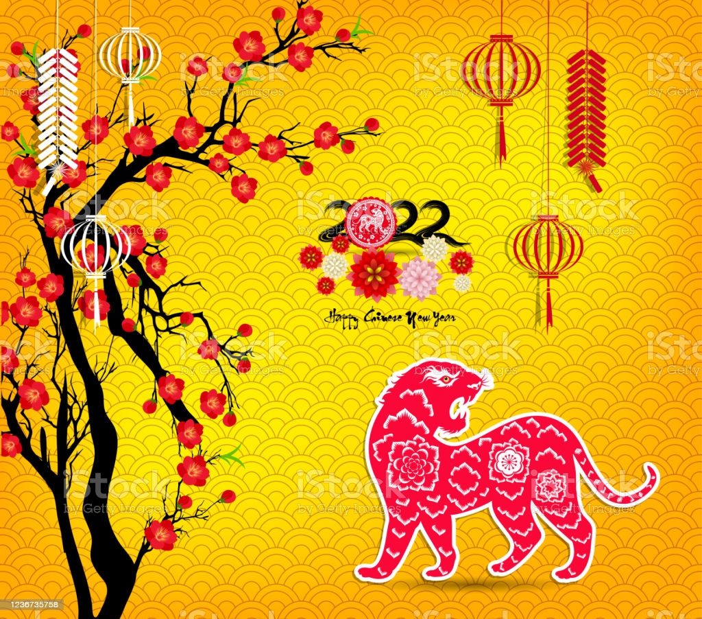 Chinese New Year 2022 Year Of The Tiger Lunar New Year Banner Design Zodiac Sign Abstract Flower Texture Horoscope Symbol 2022 Stock Illustration Image Now