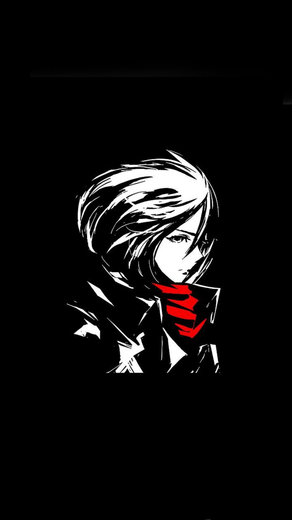 Mikasa Ackerman Black Red Wallpaper. Seni anime, Sketsa, Gambar anime