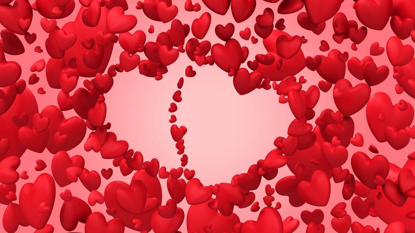 Download wallpaper 1366x768 valentines day, hearts, lots, fly, love tablet, laptop HD background