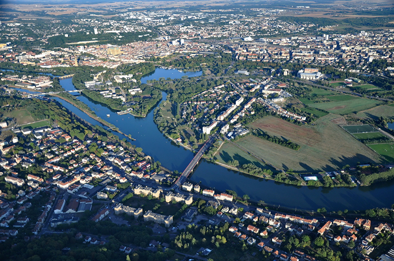 Picture France Lorraine Longeville les Metz Canal From above Cities