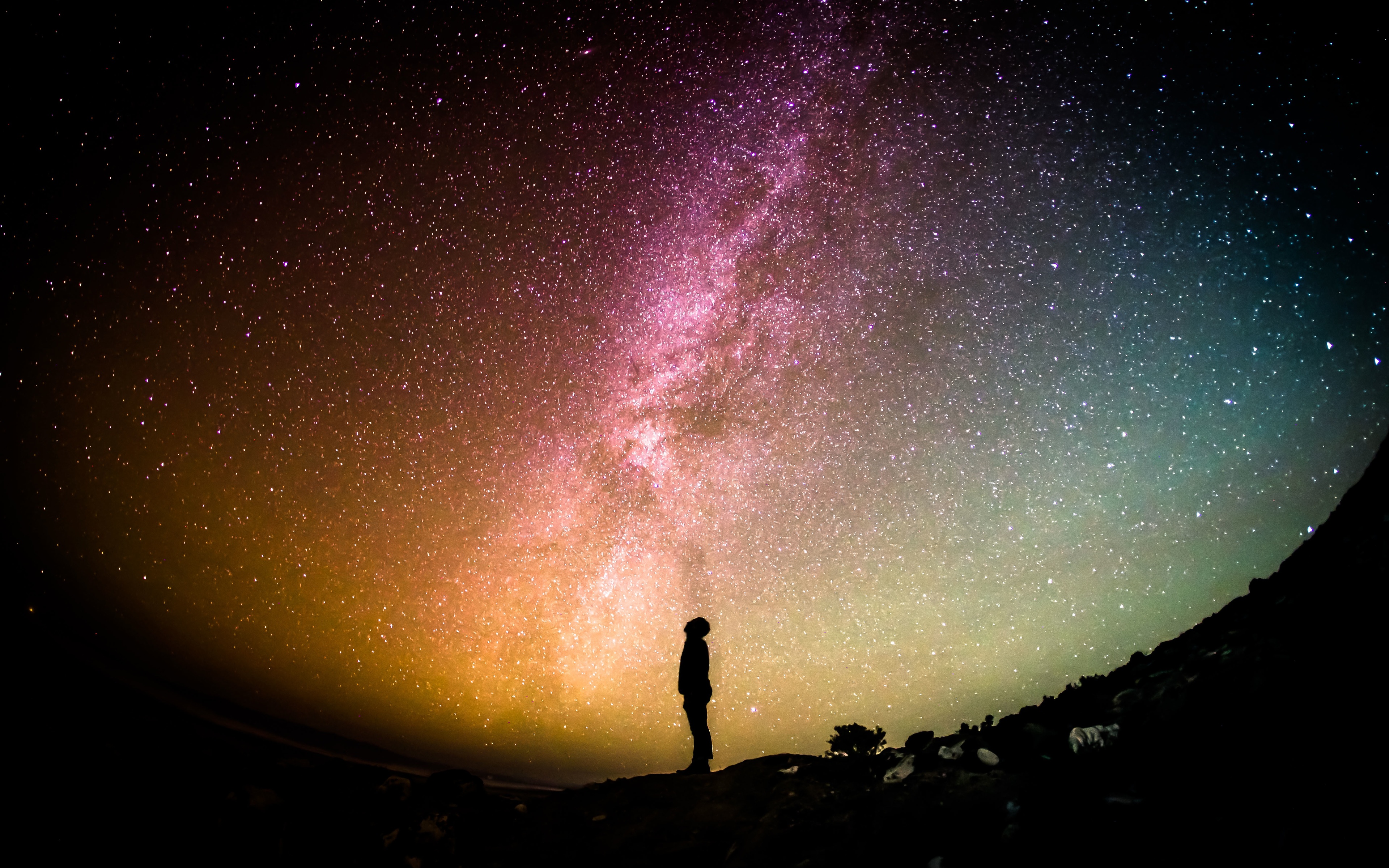 Man Looking At Galaxy Sky 5k 4k HD 4k Wallpaper, Image, Background, Photo and Picture