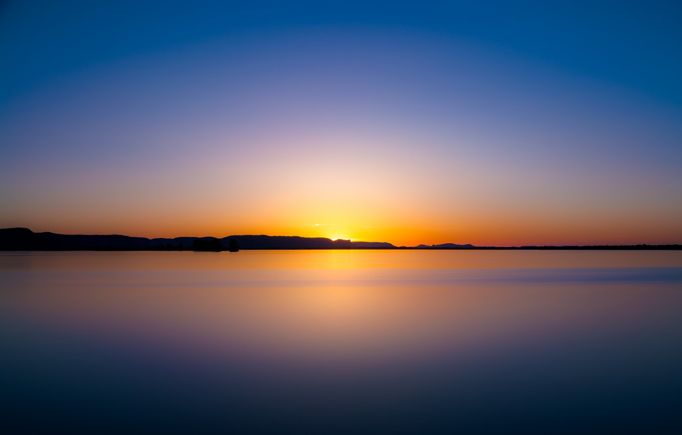 Wallpaper twilight, sunset, lake, dusk, reflection, silhouette, mirror, lakeshore image for desktop, section природа