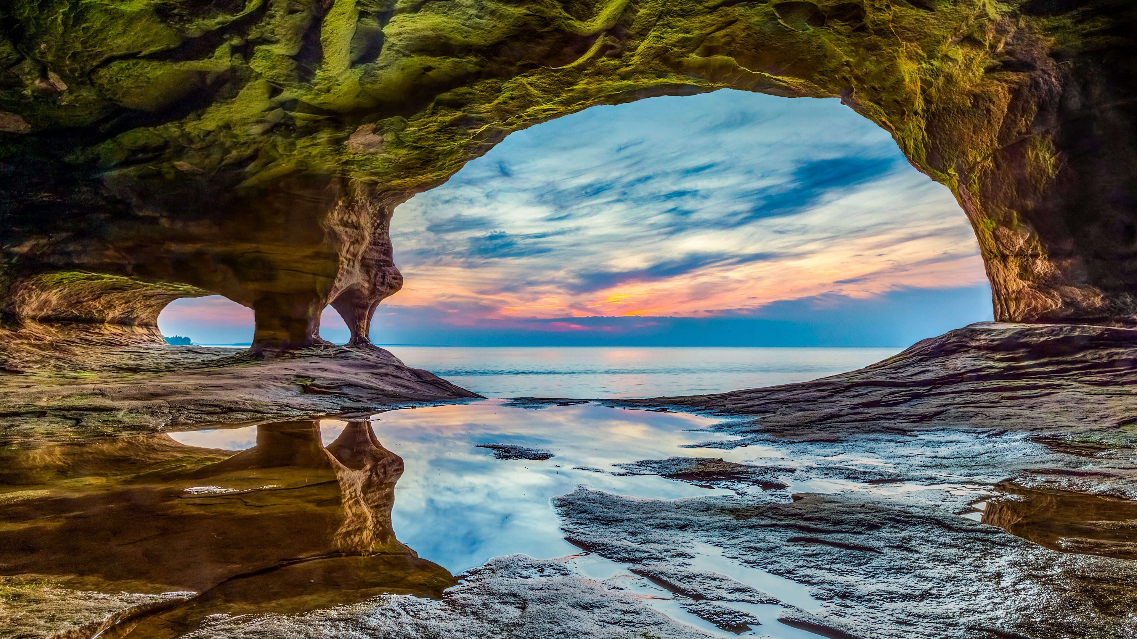 Desktop Wallpaper USA Arch National Lakeshore, Lake 3840x2160