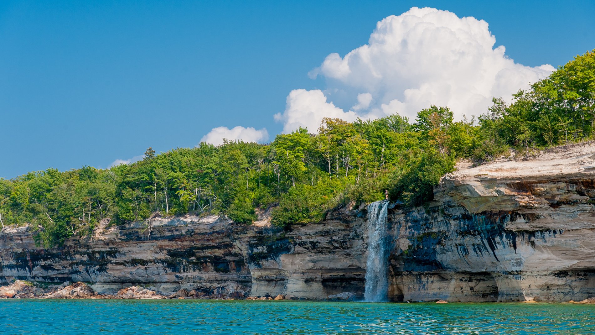 lakeshore, Alger, County, Michigan, Landscape, Lake, Waterfall Wallpaper HD / Desktop and Mobile Background