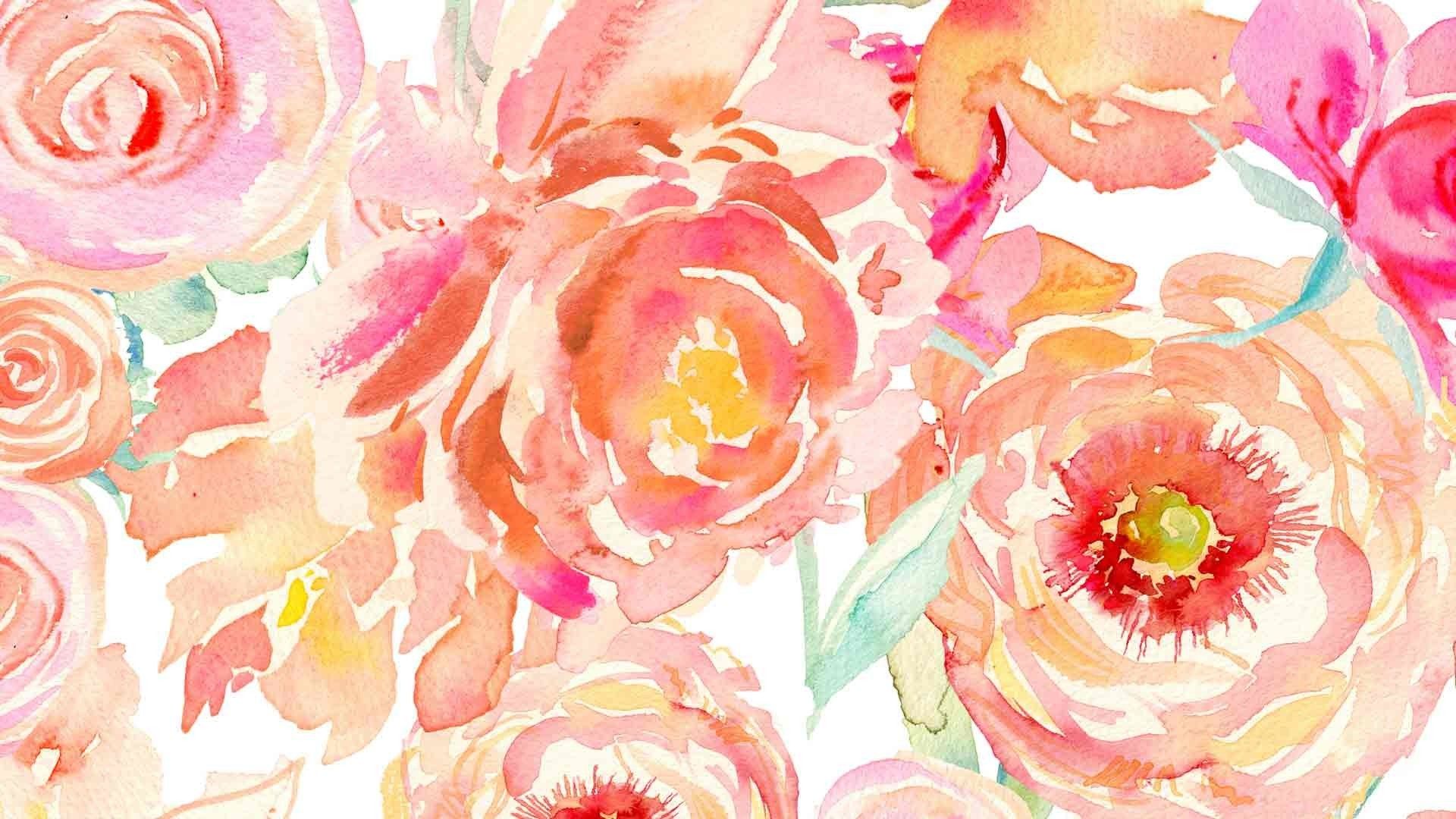 Painted Flowers Desktop Wallpaper
