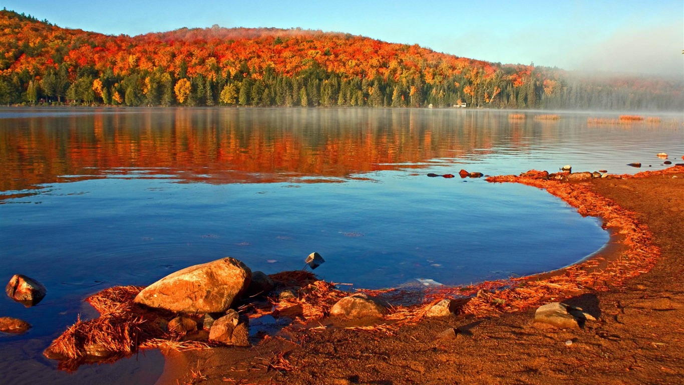 Lakeshore Autumn Landscape Wallpaper