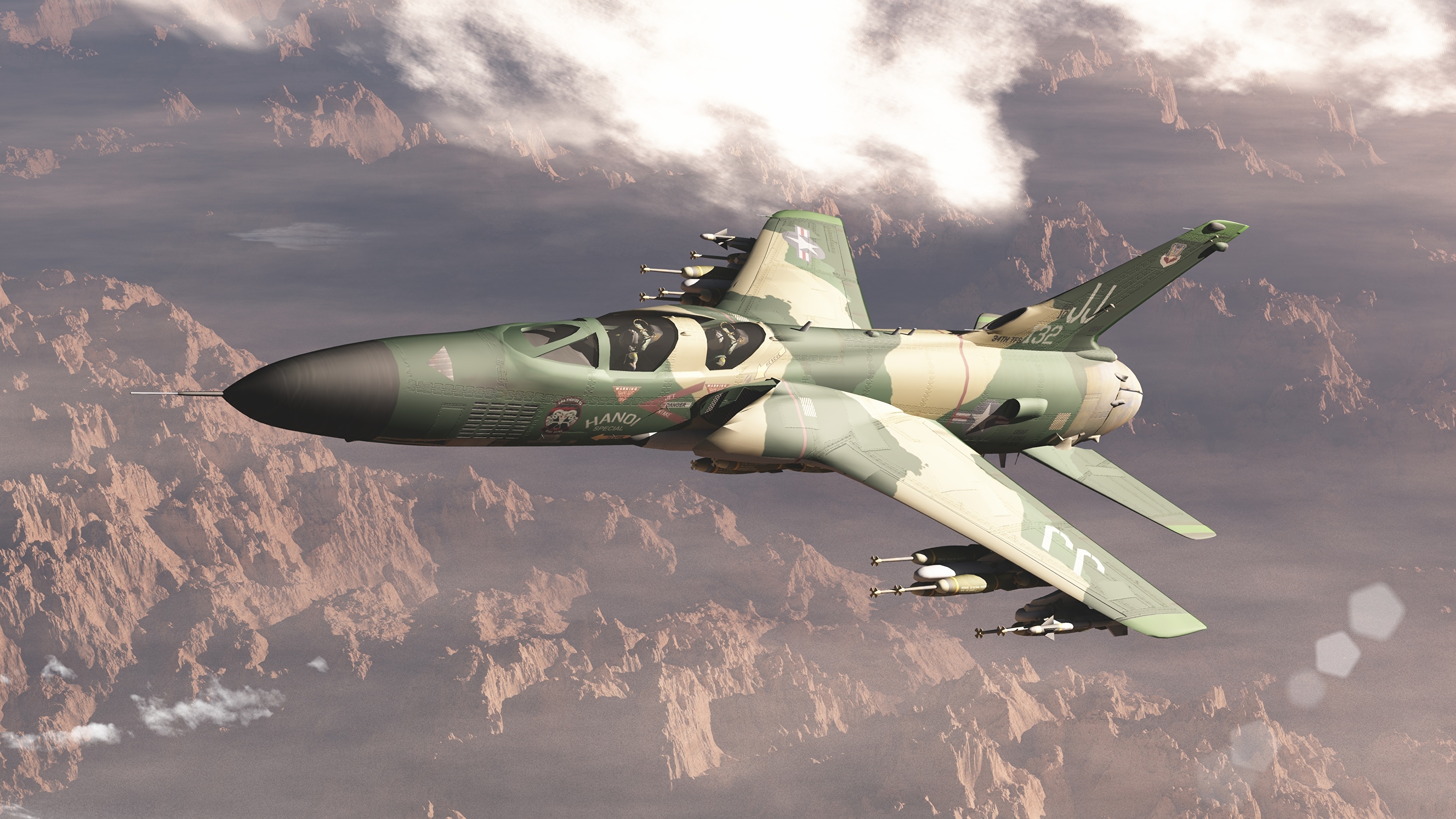 image Fighter Aircraft Airplane F 105 Thunderchief 3D 3840x2160